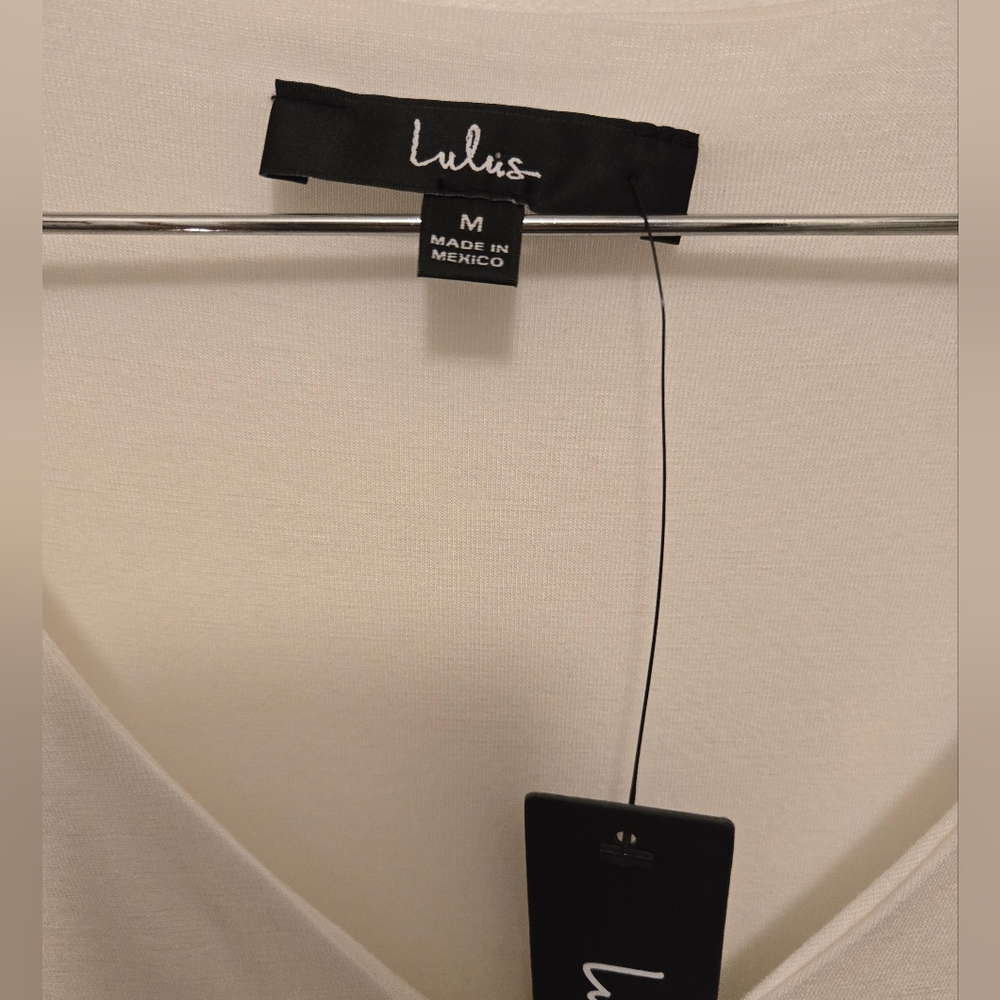 Lulus Long Sleeve Crop Blouse Off-White Size Medium - Picture 7 of 11